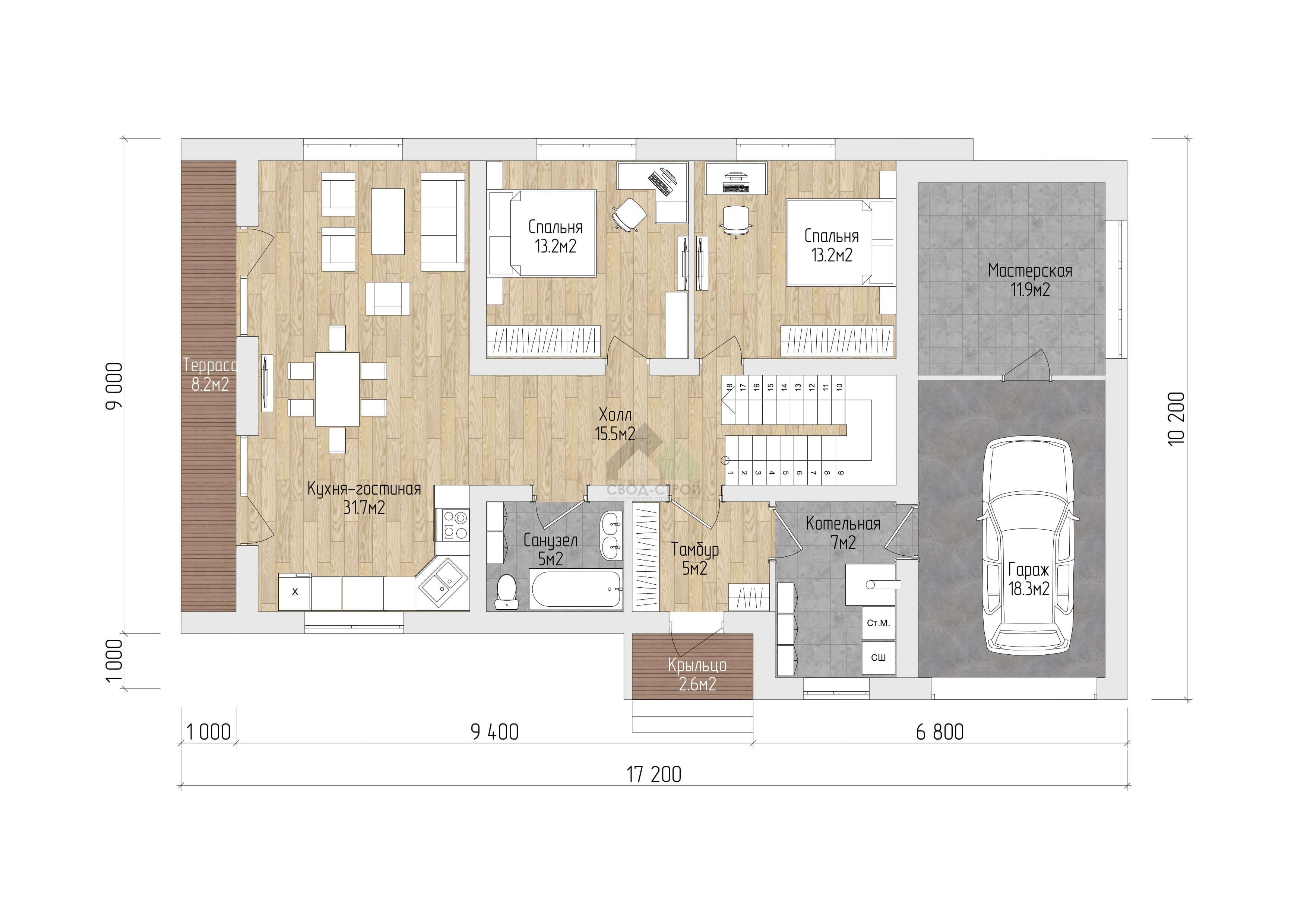 Дом с гаражом С-298 ГБ «Созвездие»
