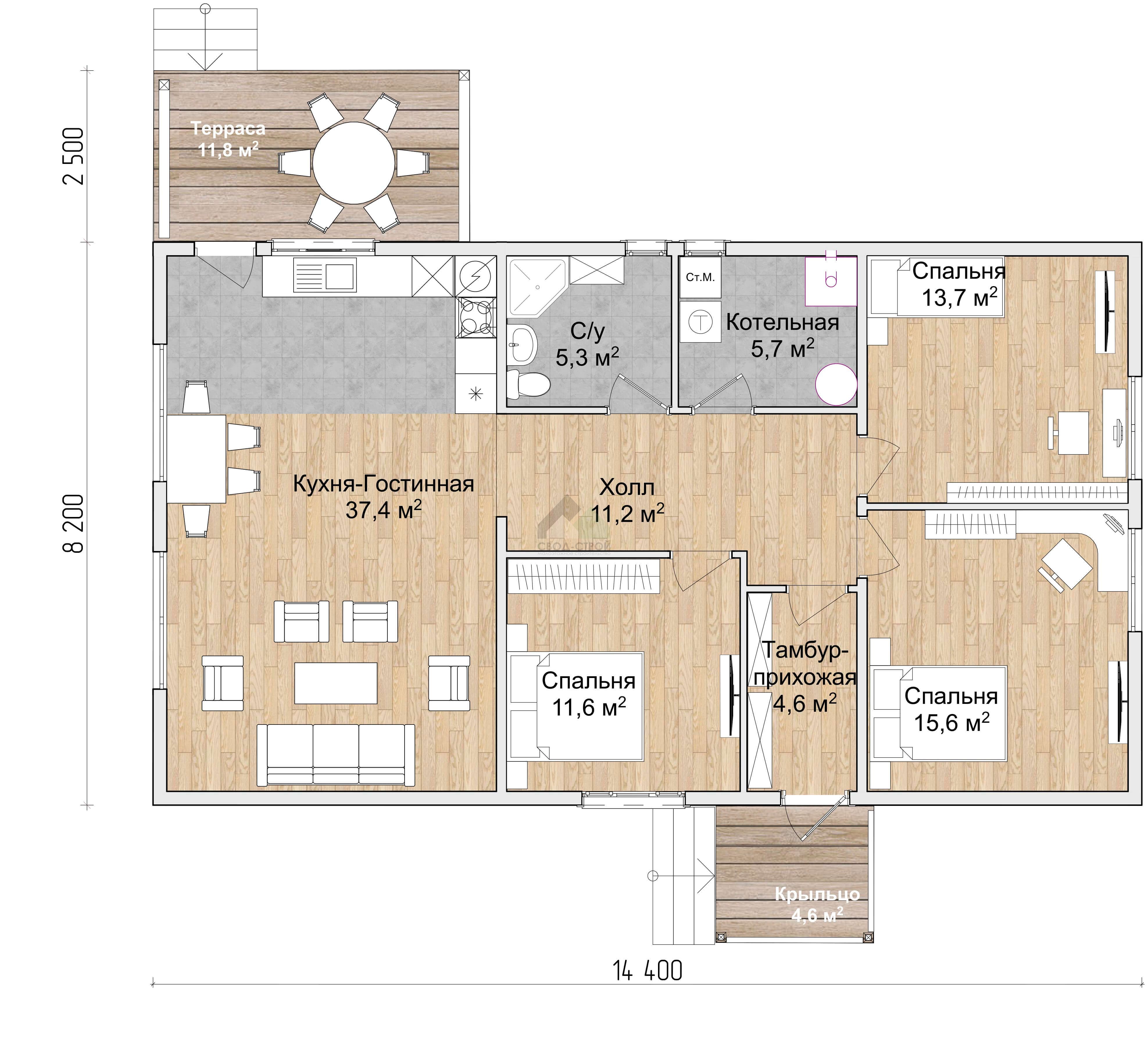 Коттедж каркасный С-135 КР «Афродита»
