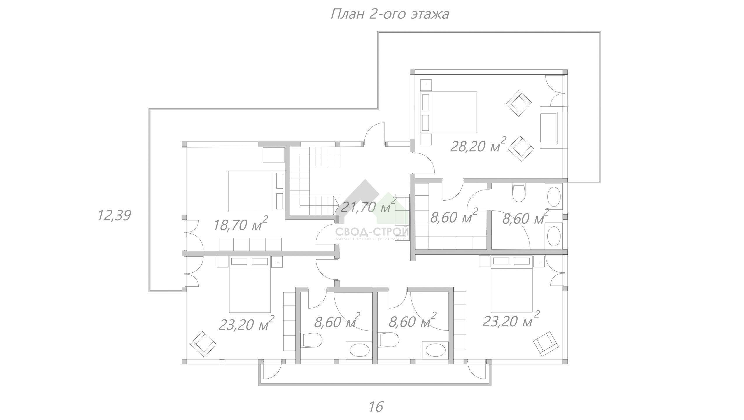 Газобетонный дом с балконом С-461 ГБ «Новый Рассвет»