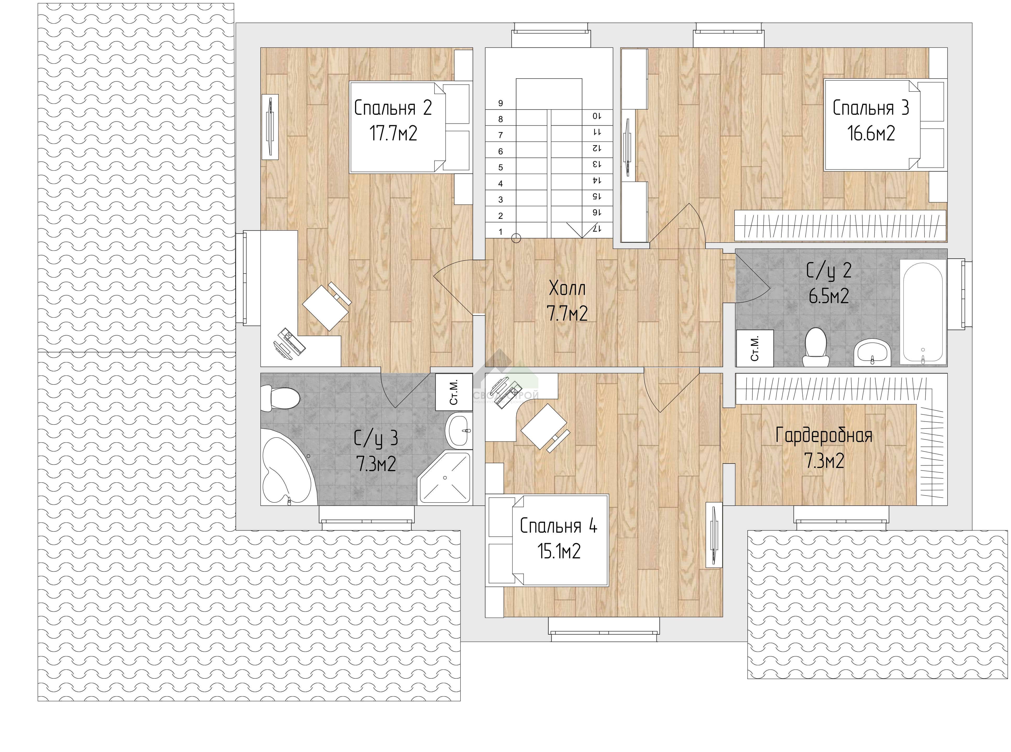 Дом из газобетонных блоков С-250 ГБ «Династия»
