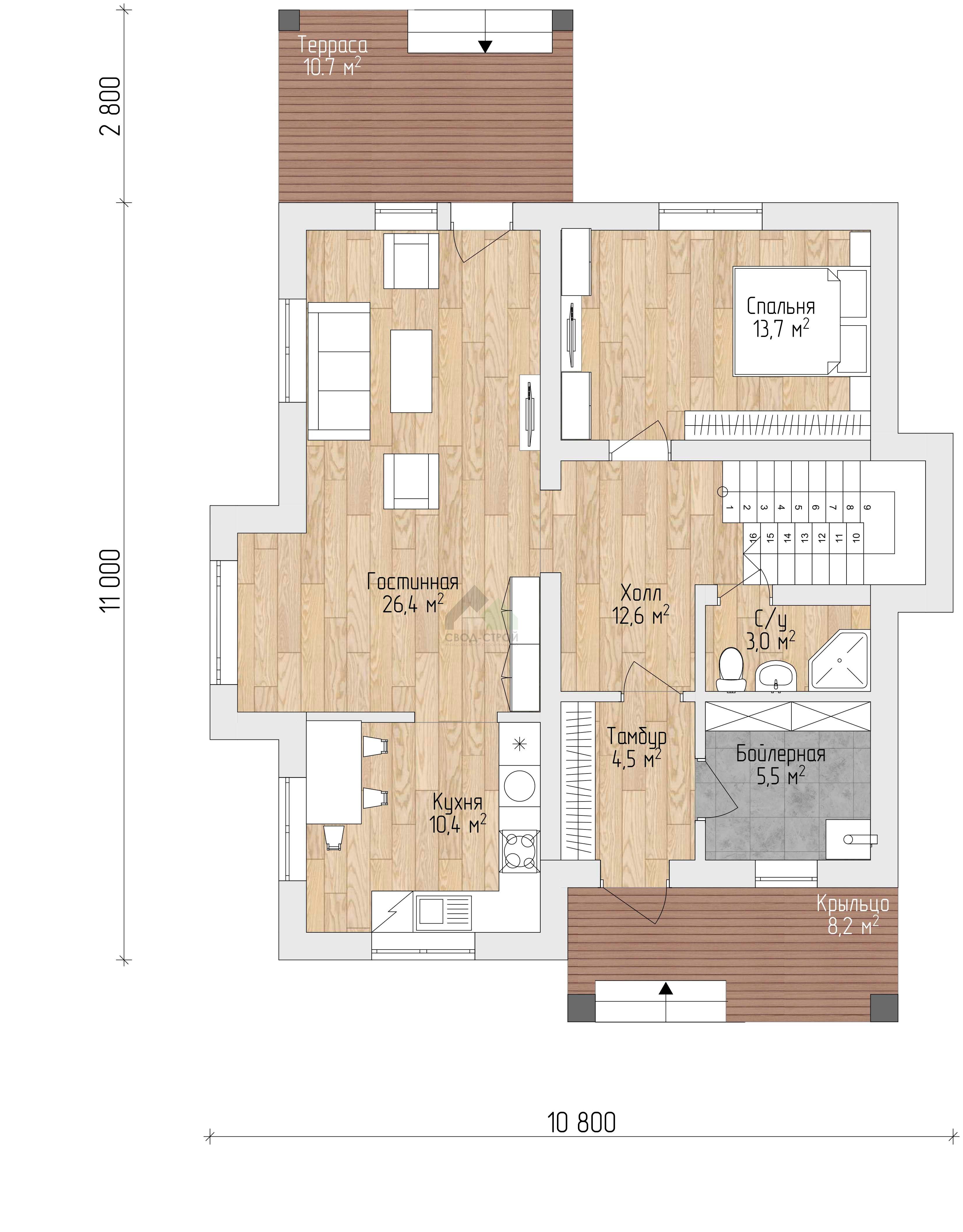 Дом из газобетонных блоков С-221 ГБ «Чехов»