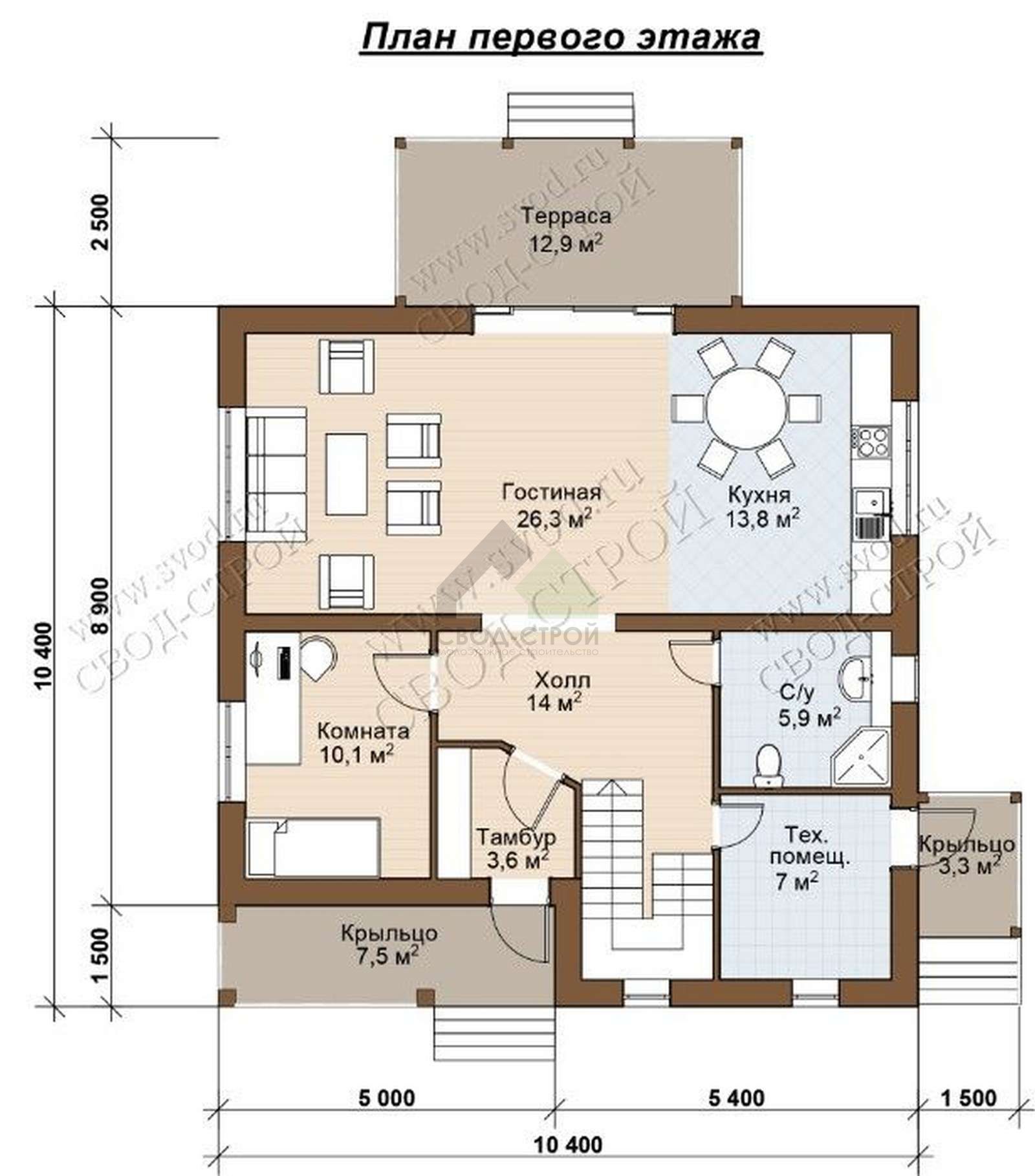 Дом из газобетонных блоков С-233 ГБ «Сибирь»