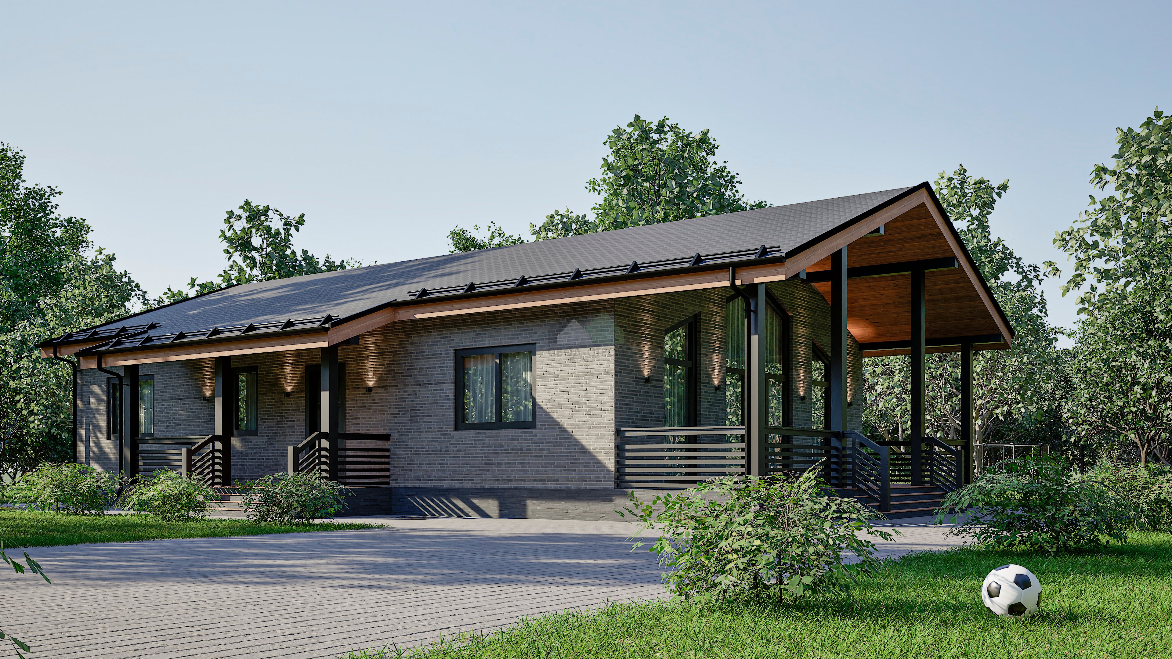 Дом из газобетонных блоков С-184 ГБ «Сталь»