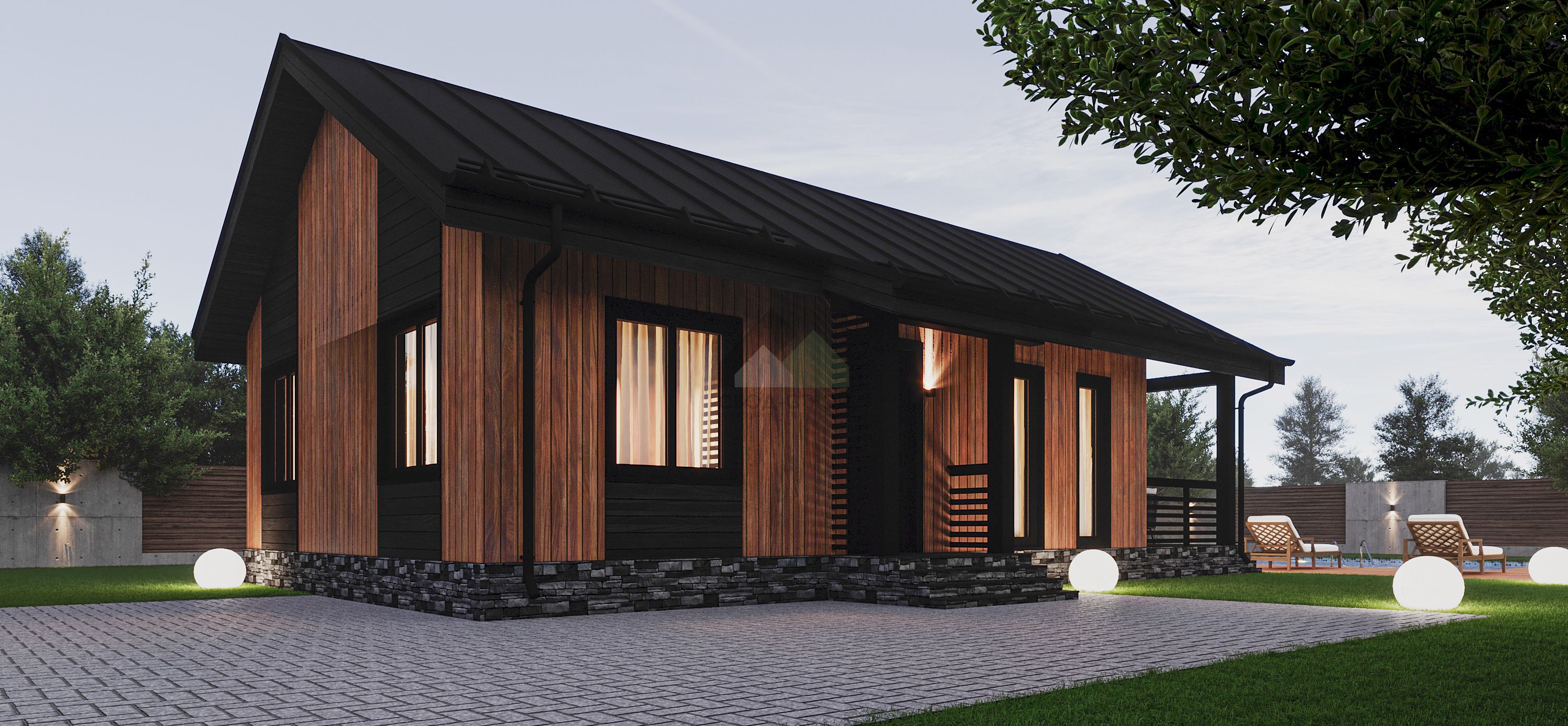 Дом из газобетонных блоков С-100 ГБ «Люмен»