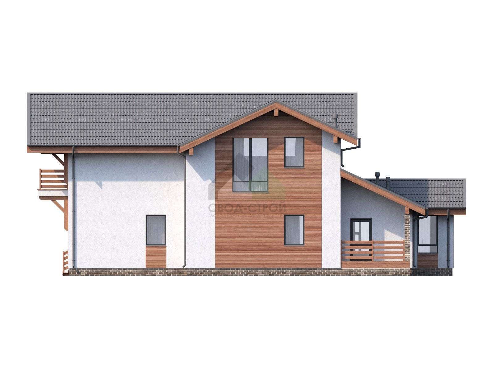 Газобетонный дом с балконом С-421 ГБ «Онегино»