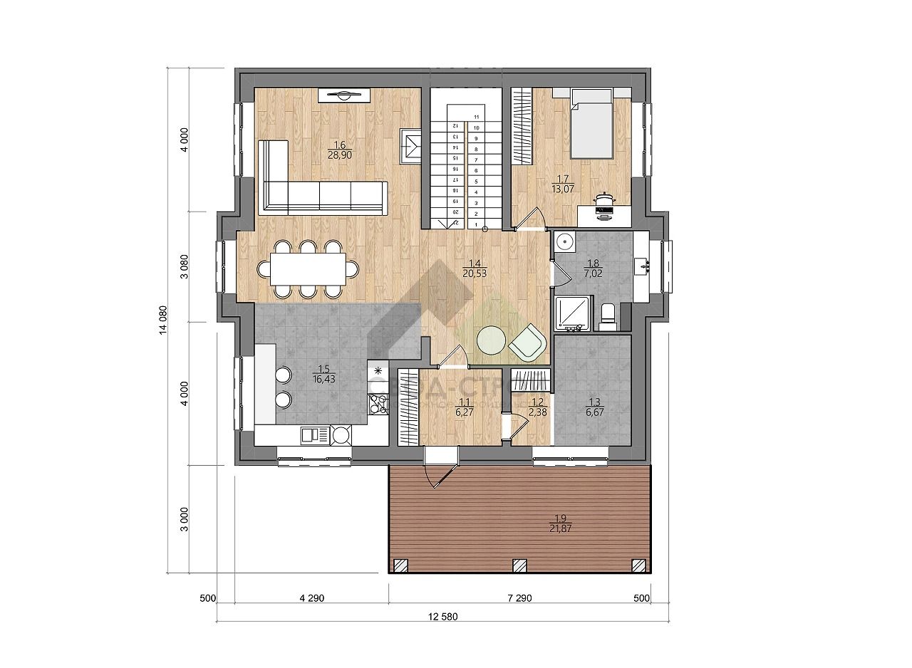 Дом из керамических блоков С-285 КЕ «Ингрид»