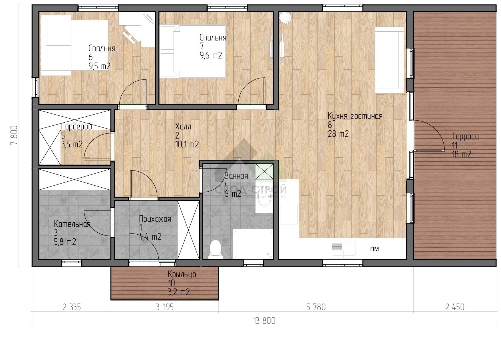 Каркасный дом в стиле Барн в стиле барн С-110 КР «Орен»