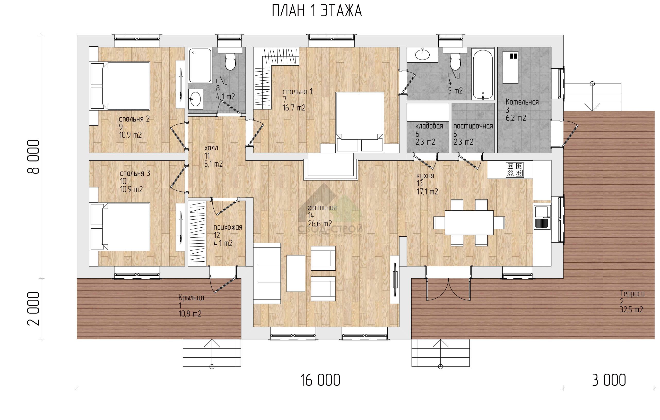 Дом из газобетонных блоков С-183 ГБ «Арми»