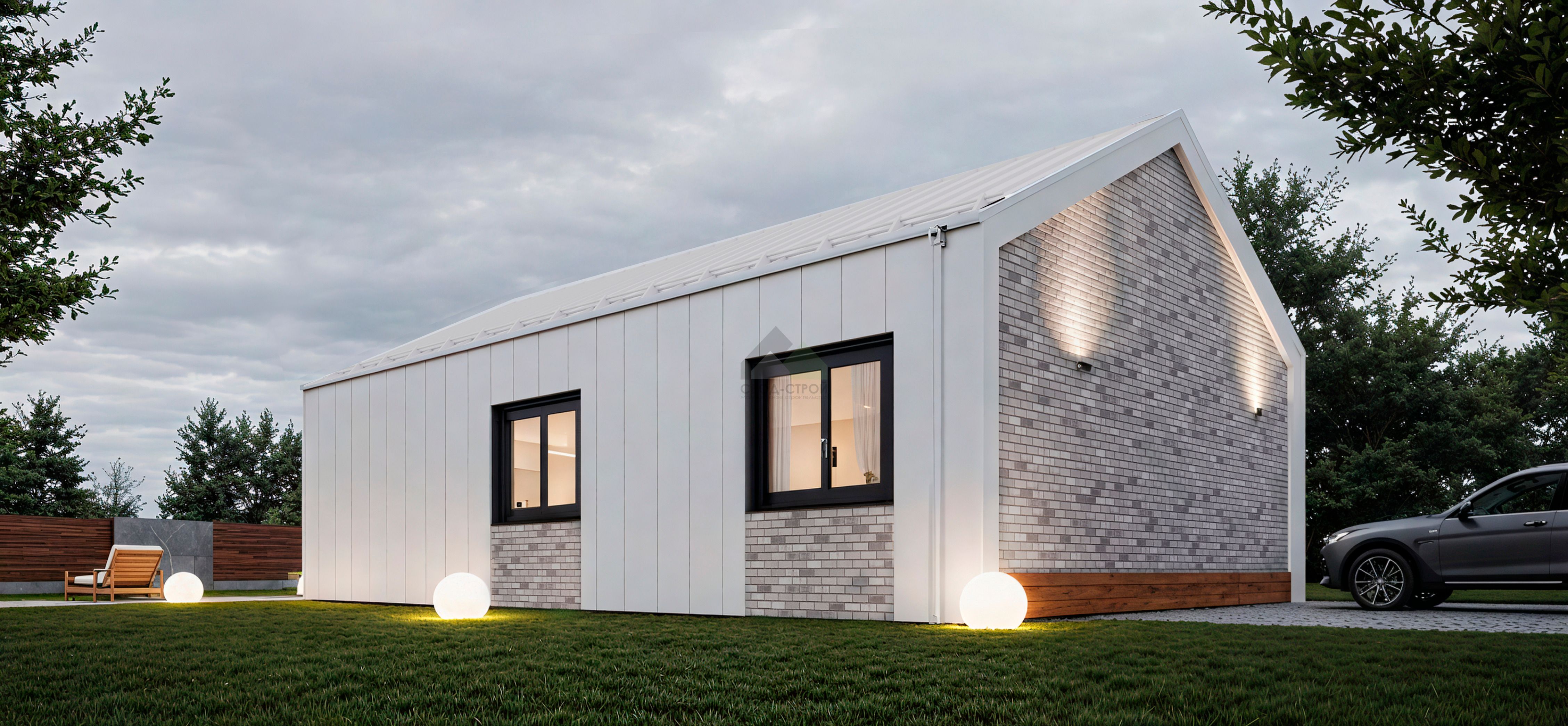 Дом из газобетонных блоков С-123 ГБ «Усадьба белая»