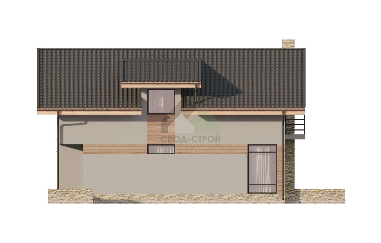 Газобетонный дом с балконом С-281 ГБ «Альпийский»