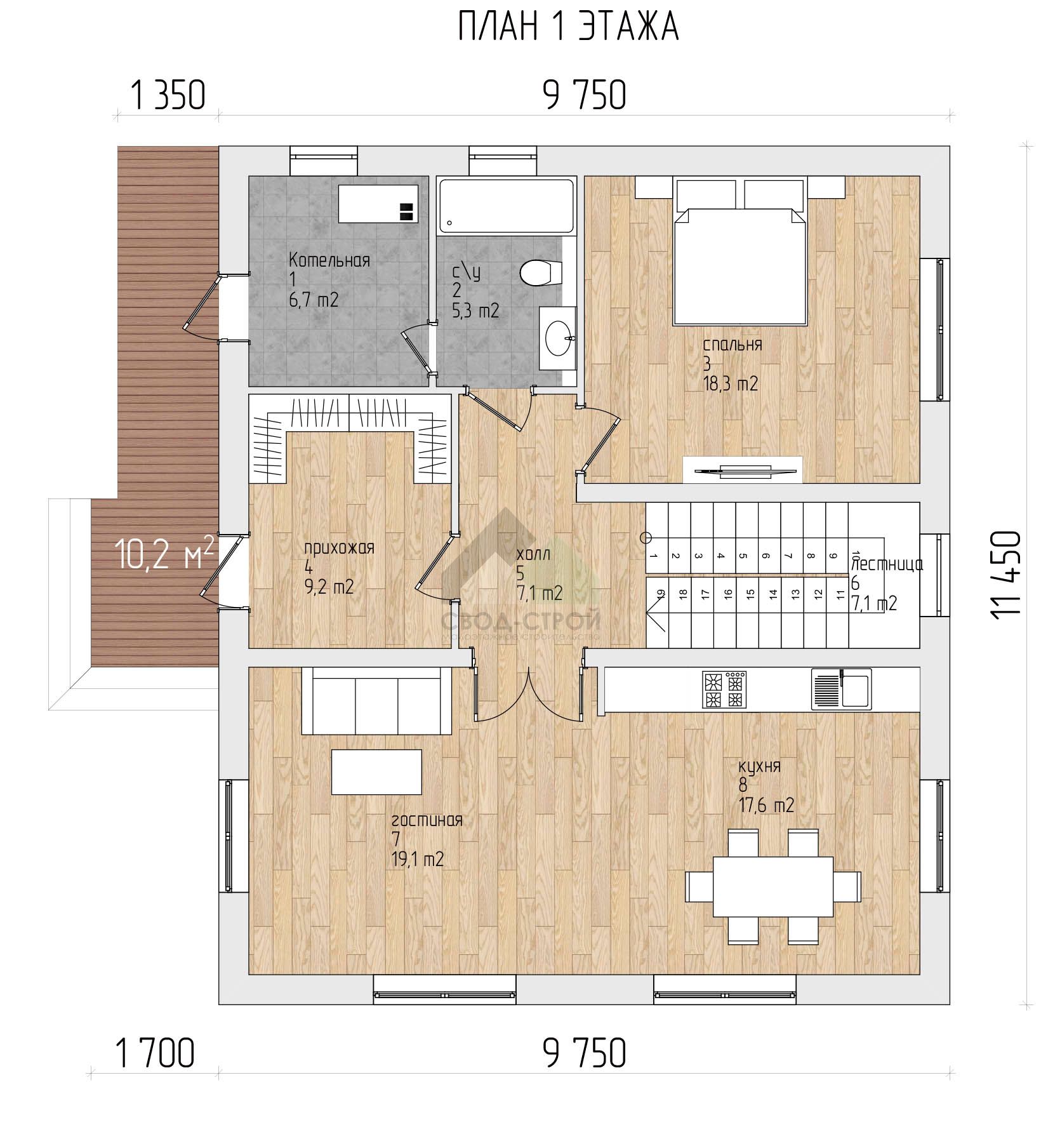 Дом из газобетонных блоков С-234 ГБ «Ретрит»