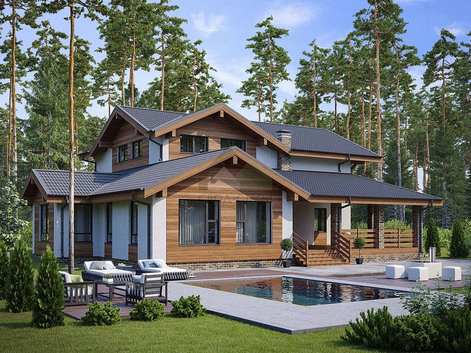 Газобетонный дом с балконом С-421 ГБ «Онегино»