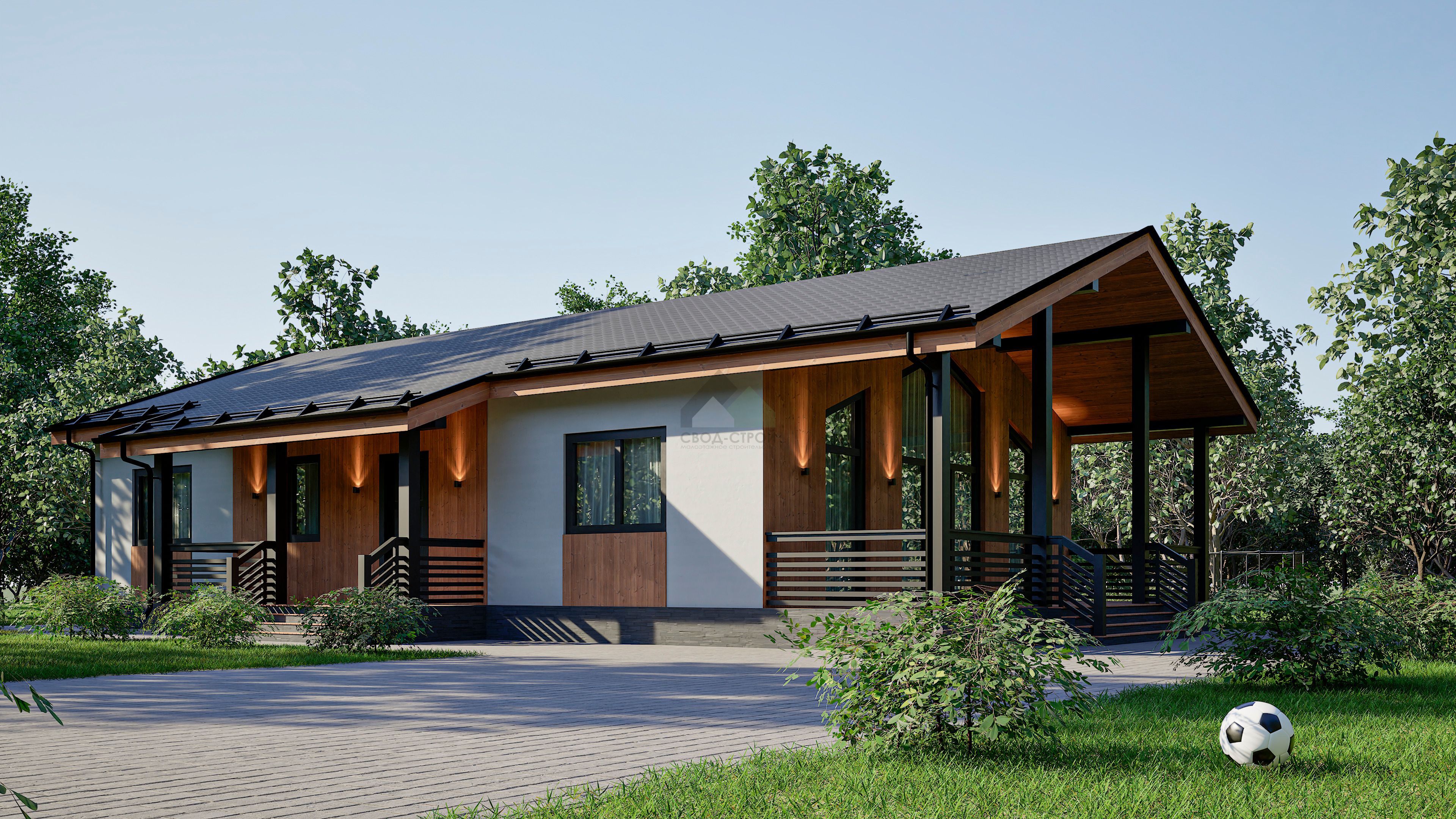 Дом из газобетонных блоков С-184 ГБ «Сталь»