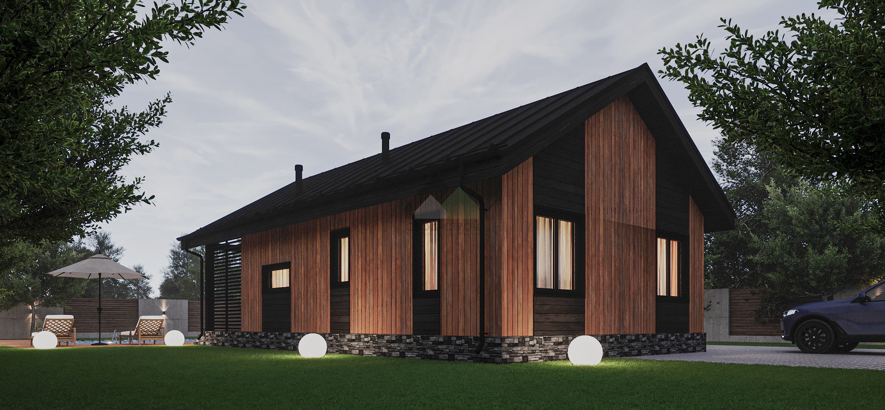 Дом из газобетонных блоков С-100 ГБ «Люмен»