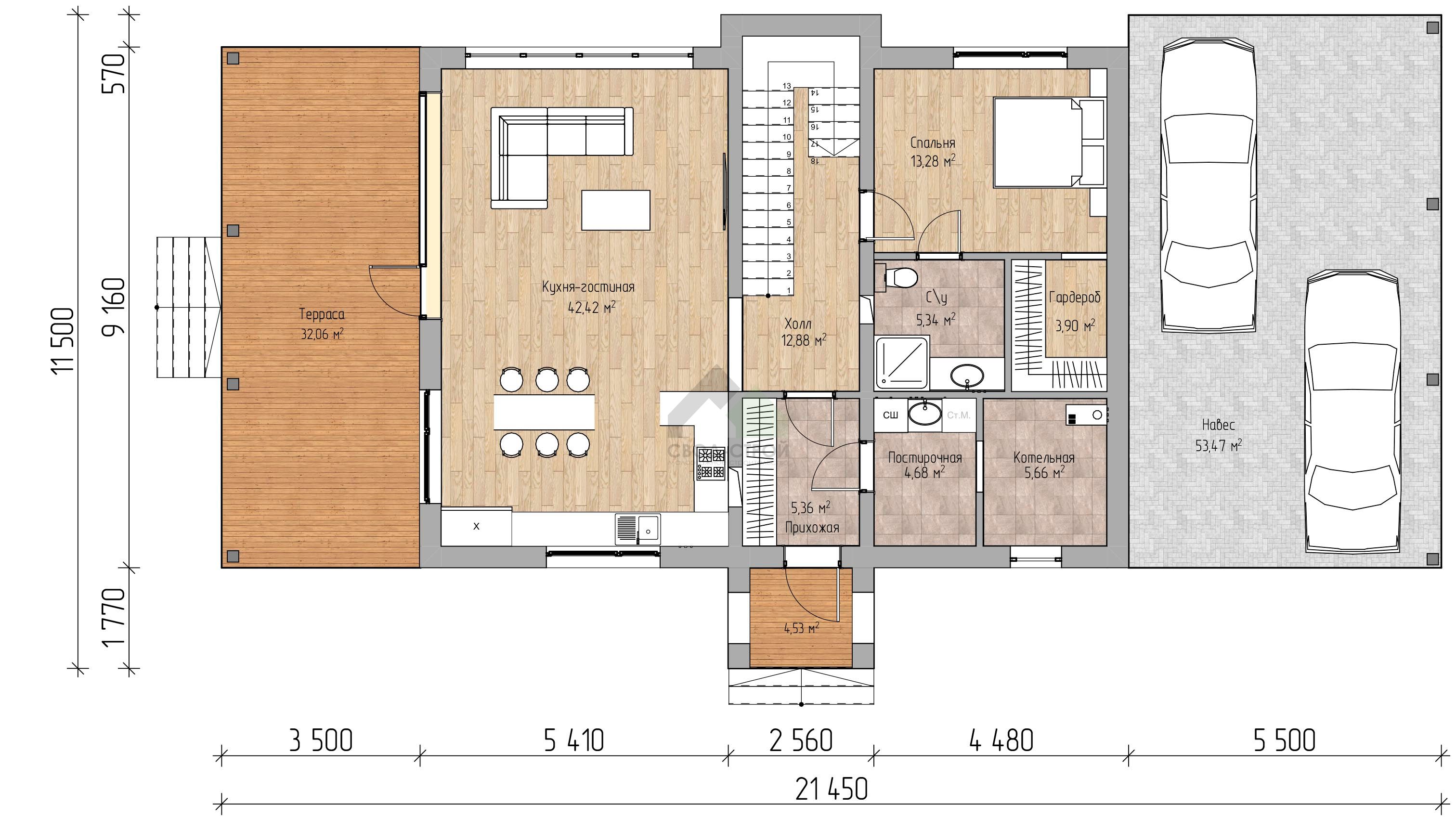 Дом с гаражом С-350 ГБ «Шираз»