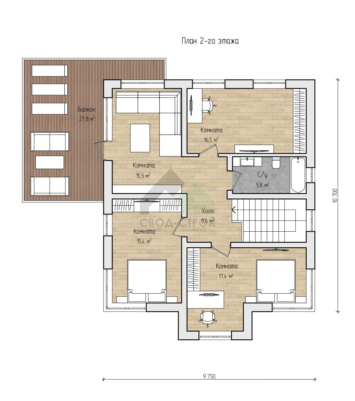 Газобетонный дом с балконом С-288 ГБ «Холмы»