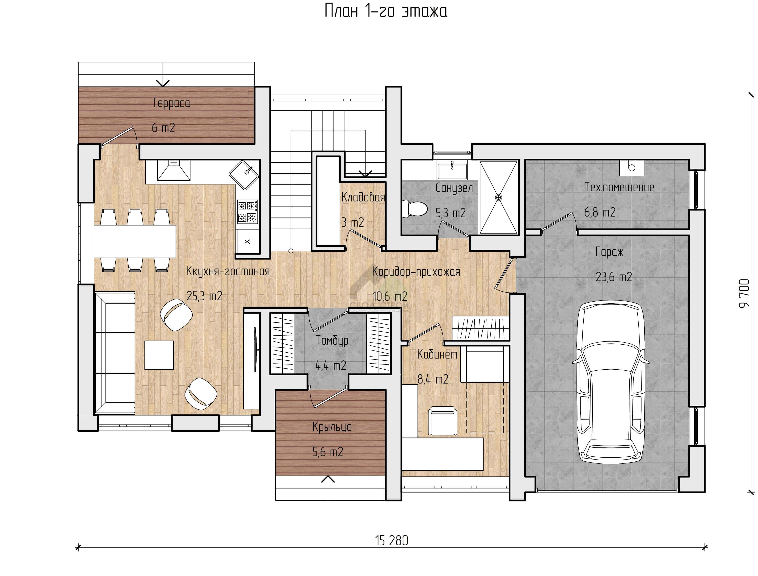 Дом с гаражом С-265 ГБ «High-Tech»