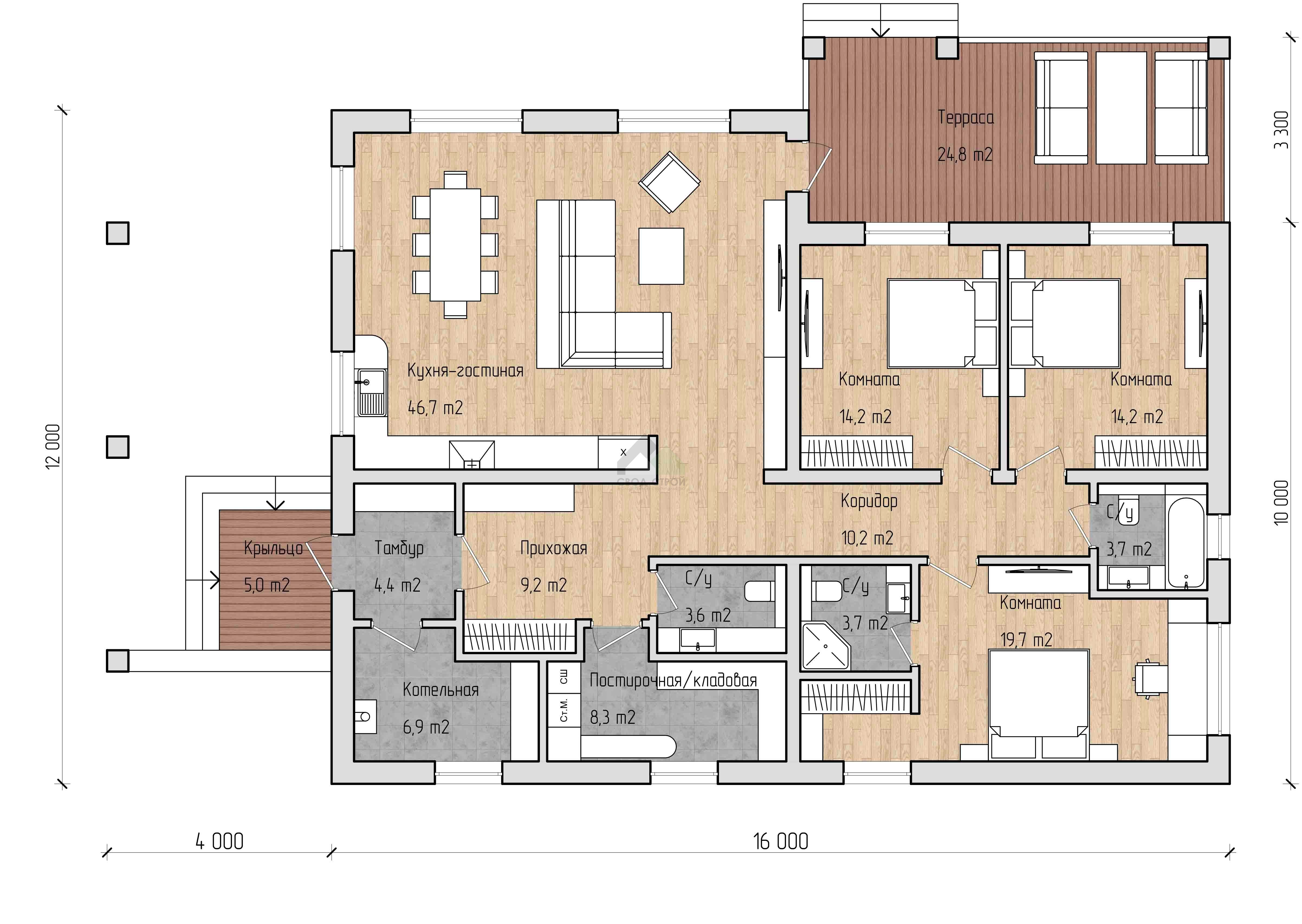 Дом из газобетонных блоков С-207 ГБ «Бремен»