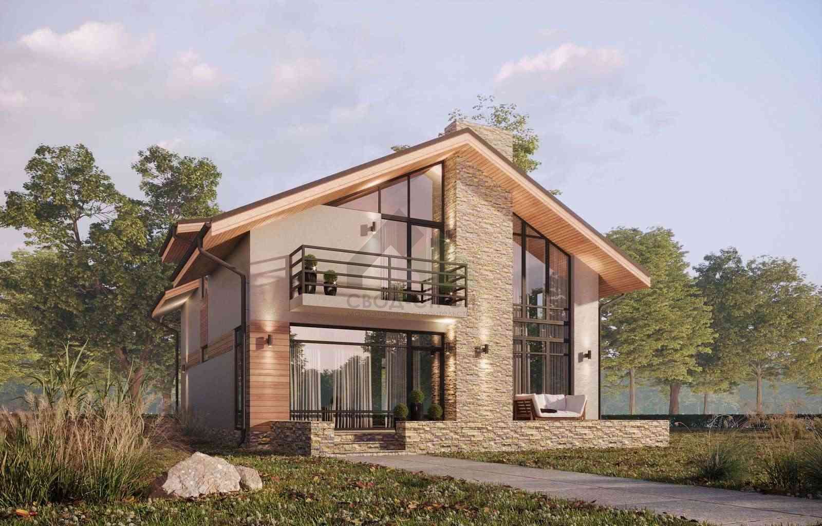 Газобетонный дом с балконом С-281 ГБ «Альпийский»