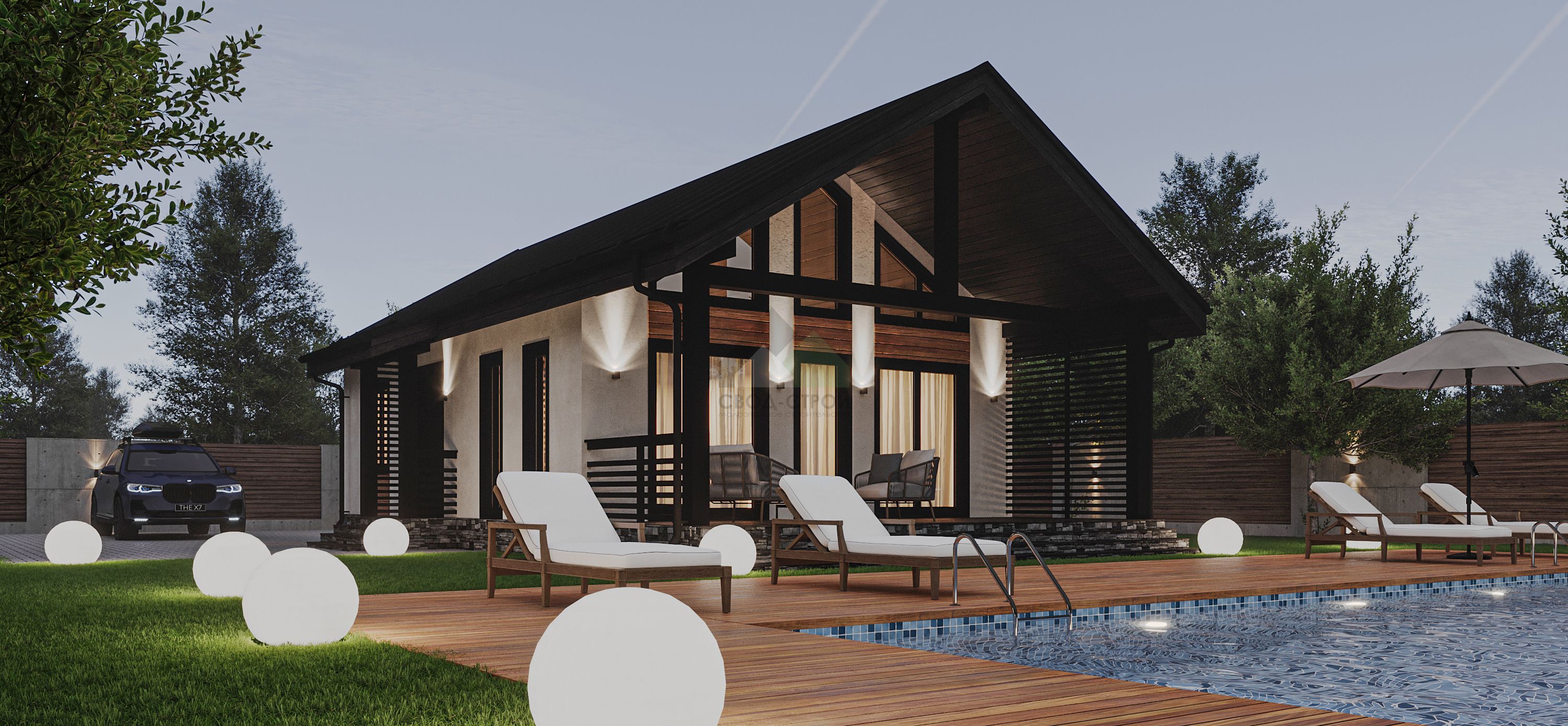 Дом из газобетонных блоков С-100 ГБ «Люмен»