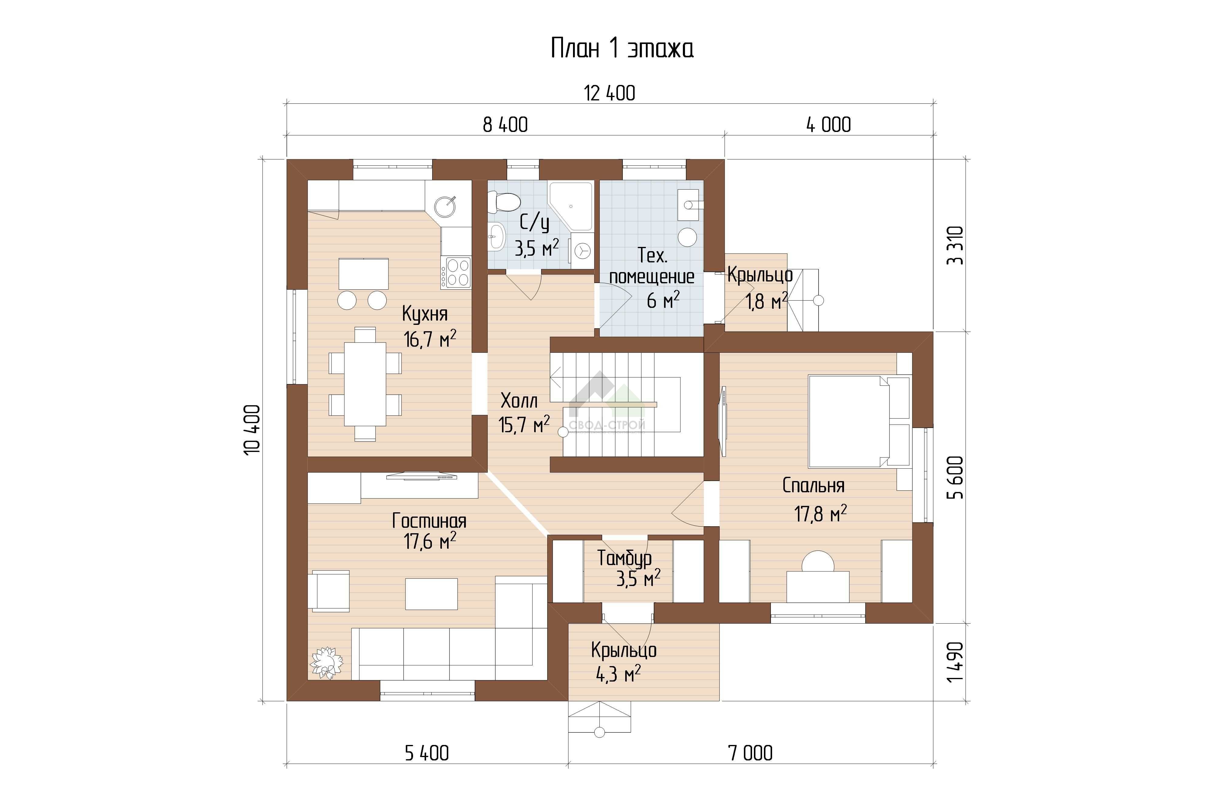 Коттедж каркасный С-195 КР «Велюр»