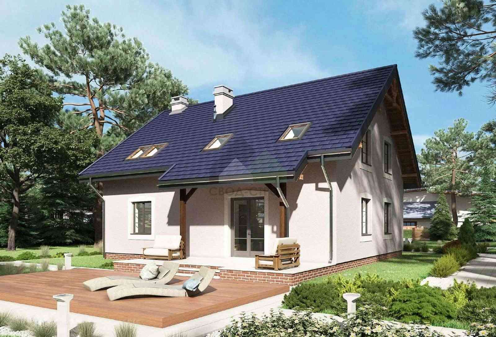 Дом из газобетонных блоков С-166 ГБ «Сентябрь»