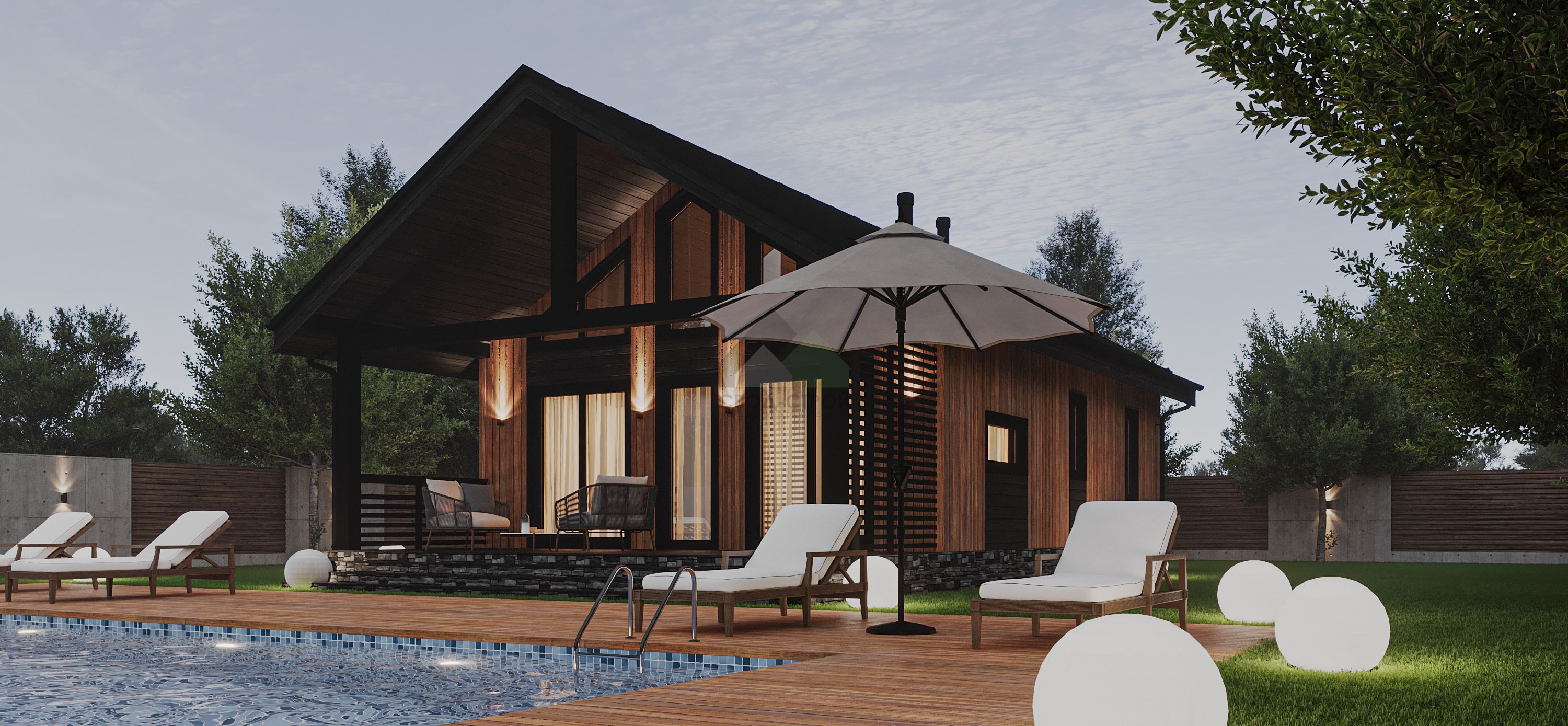 Дом из газобетонных блоков С-100 ГБ «Люмен»