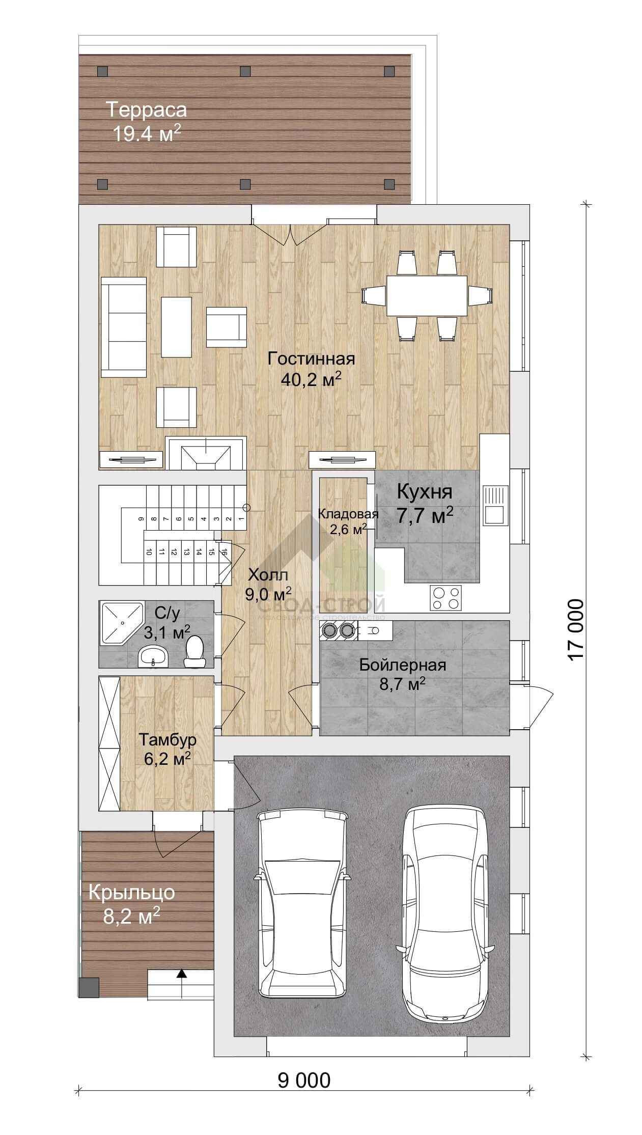 Дом с гаражом С-340 ГБ «Нео»