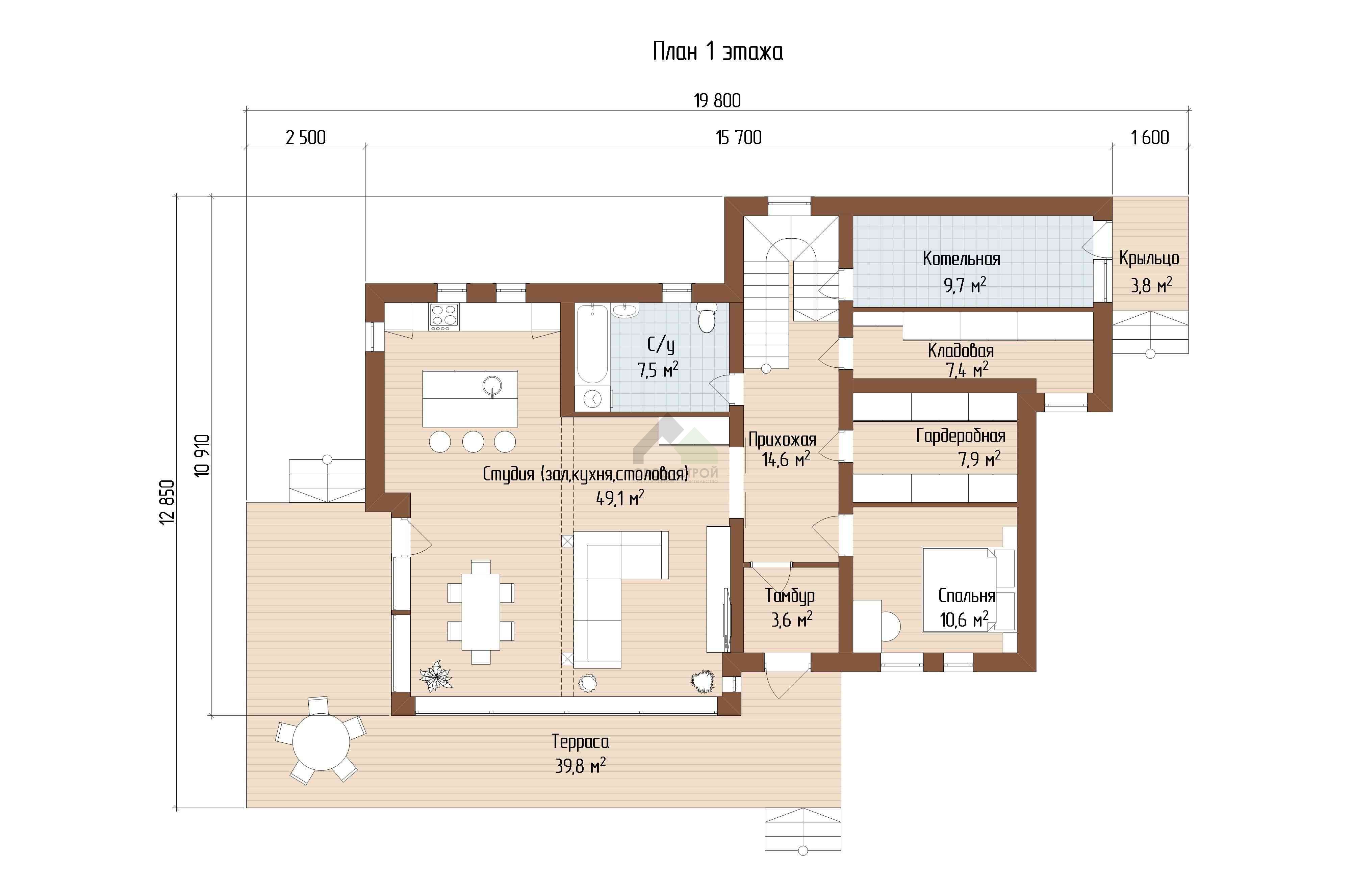Газобетонный дом с балконом С-265 ГБ «Сидней»