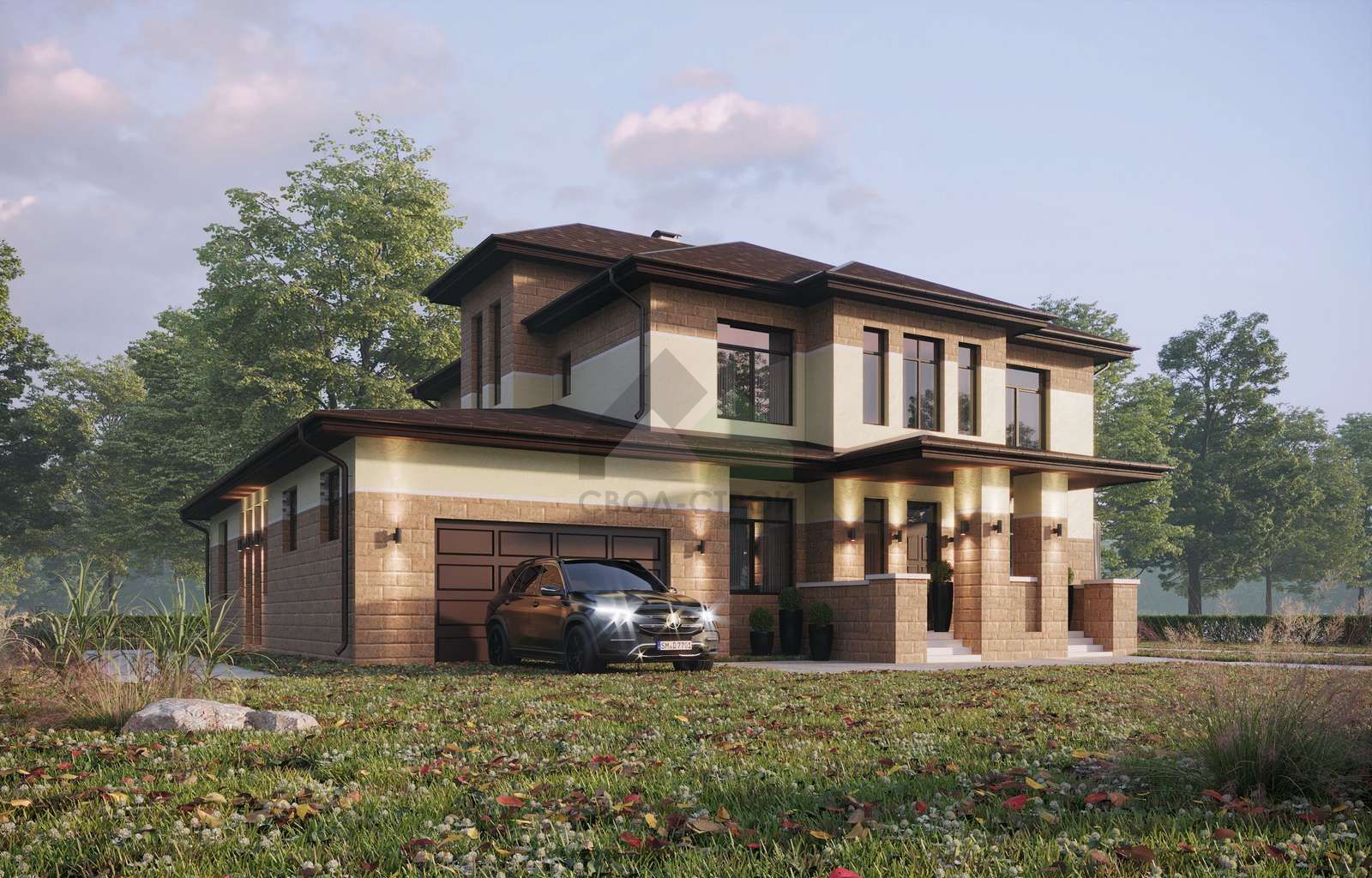 Дом с гаражом С-385 ГБ «Прерий-Райта»