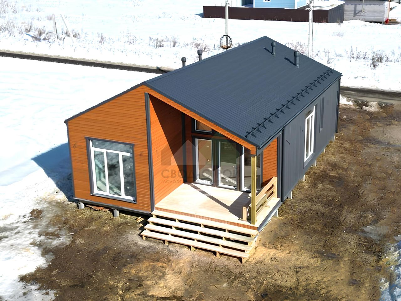 Построенный дом Каркасный дом по индивидуальному проекту (108 м²)