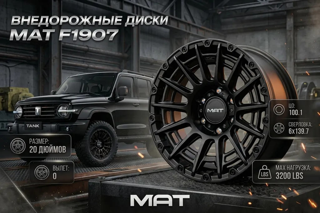 Колёсный диск MAT F1907 20x9j" PCD6х139,7 Вылет 0 Черный 2