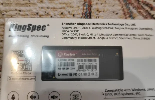 Новый SSD-накопитель KingSpec 256GB M.2 NVMe