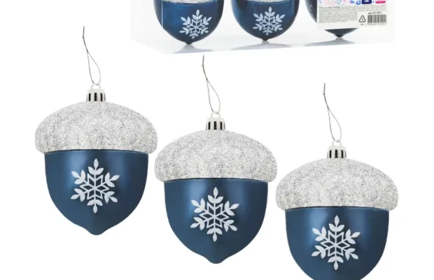 Украшение ёлочное «Желуди» 3 шт., 98 см, пластик, цвет темно-синий  серебро, ЗОЛОТАЯ СКАЗКА,