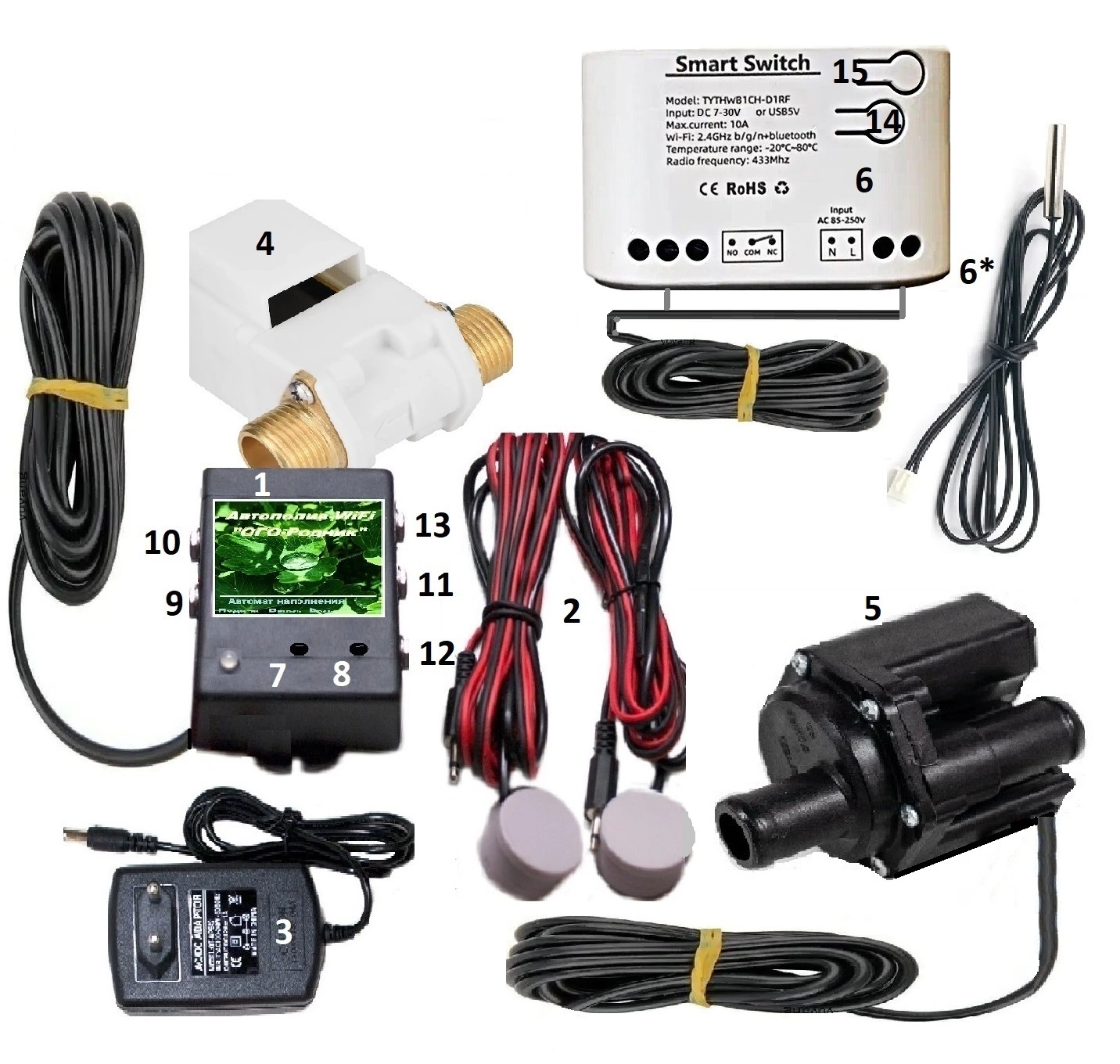 Дистанционное управление поливом и автоматическое наполнение ёмкости и с датчиком температуры воды. Автополив «ОГО-Родник-Wi-Fi-V3АН1-ИД»