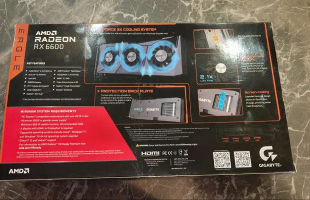 Продаётся видеокарта gigabyte radeon rx 6600 eagle 8gc
