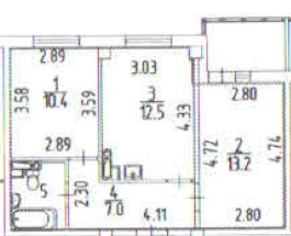 2-к квартира, 46 м²