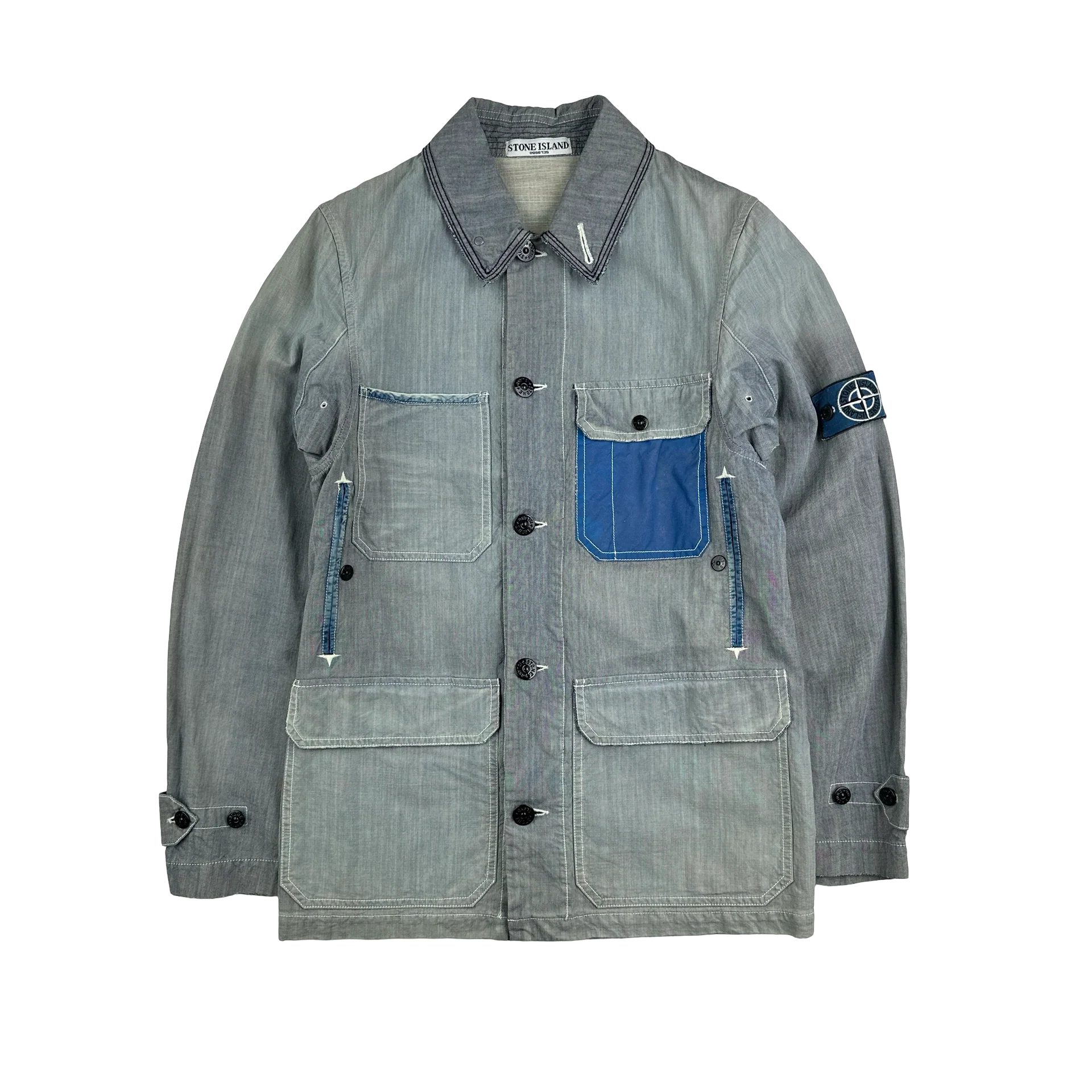 Куртка Stone Island Sanded Micro Twill Reflective Pocket Denim Jacket - фото 1