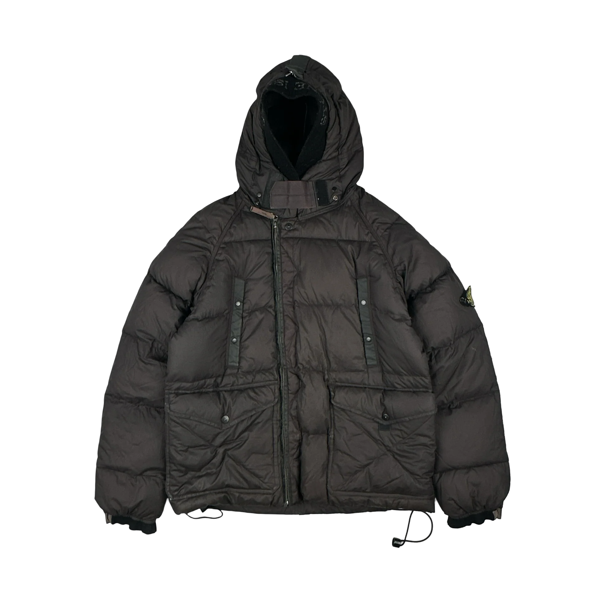 Пуховик Stone Island Charcoal Vintage Mesh Badge Zip Opaque Nylon Tela Down Hood Jacket - фото 1