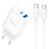 Адаптер Сетевой с кабелем Hoco C105A PD QC3.0 USB/Type-C 20W (Type-C/Lightning) (white)