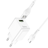 Адаптер Сетевой с кабелем Hoco C98A Proton USB 3A/18W (USB/Type-C) (white)