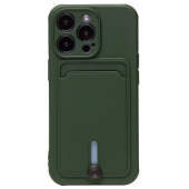 Чехол-накладка - SC304 с картхолдером для "Apple iPhone 14 Pro" (dark green)