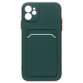 Чехол-накладка - SC315 с картхолдером для "Apple iPhone 11" (dark green)