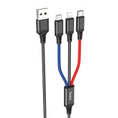 Кабель USB - Multi connector Hoco X76 3in1  100см 2A  (multicolor)