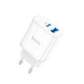 Адаптер Сетевой с кабелем Hoco C105A PD QC3.0 USB/Type-C 20W (Type-C/Type-C) (white)