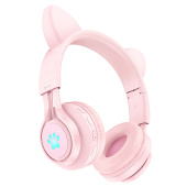 Bluetooth-наушники полноразмерные Hoco W39 Cat ear kids BT (pink)