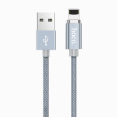 Кабель USB - Apple lightning Hoco U40A магнитный  100см 2A  (metal grey)