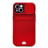 Чехол-накладка - PC066 с картхолдером (360) для "Apple iPhone 13" (red/black) (207011)