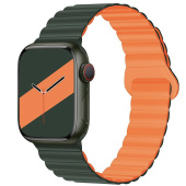 Ремешок - ApW32 Apple Watch 38/40/41 mm силикон на магните (dark green/orange)