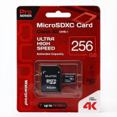 Карта флэш-памяти MicroSD 256 Гб Qumo +SD адаптер Pro seria UHS-1 U3